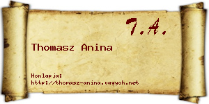 Thomasz Anina névjegykártya